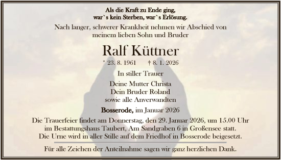 Traueranzeige von Ralf Küttner von HNAHN