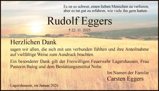 Traueranzeige von Rudolf Eggers von HNA