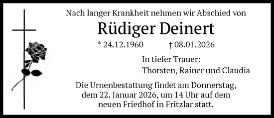 Traueranzeige von Rüdiger Deinert von HNA