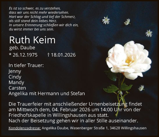 Traueranzeige von Ruth Keim von HNAHNA