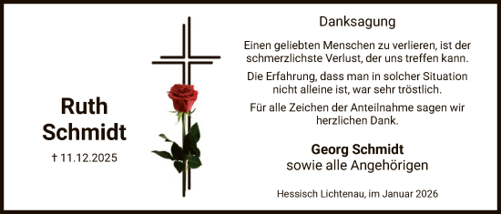 Traueranzeige von Ruth Schmidt von HNA
