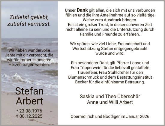 Traueranzeige von Stefan Arbert von HNAHNA