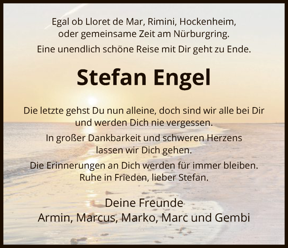  Traueranzeige für Stefan Engel vom 10.01.2026 aus HNA