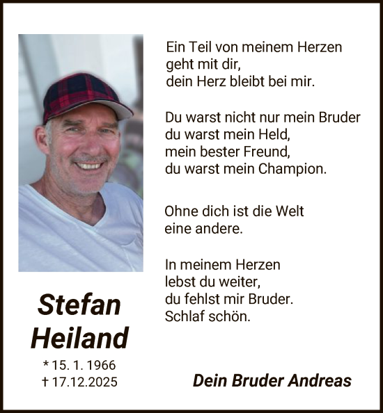 Traueranzeige von Stefan Heiland von HNA