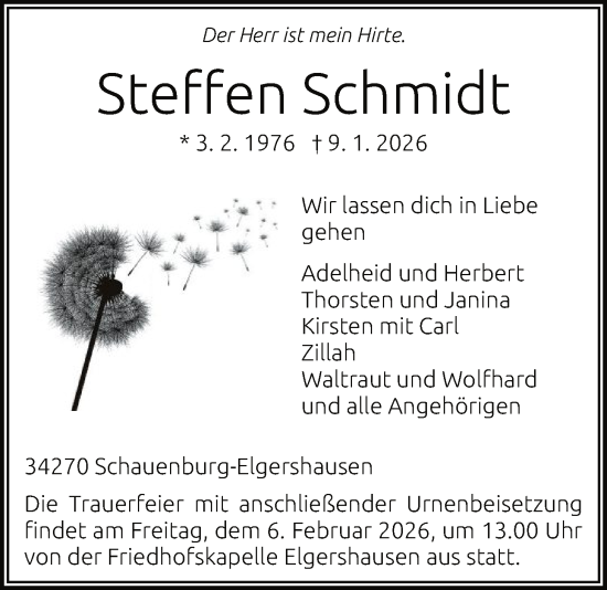 Traueranzeige von Steffen Schmidt von HNA