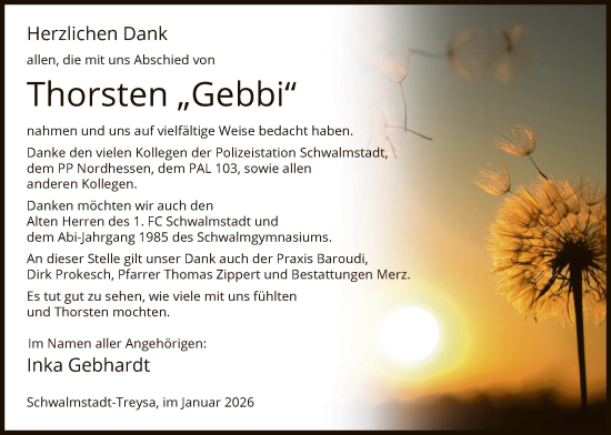 Traueranzeige von Thorsten Gebhardt von HNA