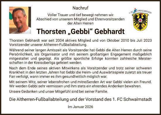 Traueranzeige von Thorsten Gebhardt von HNA