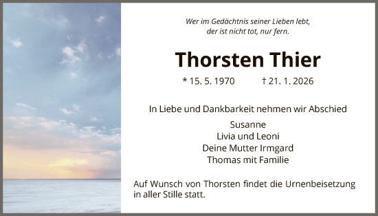 Traueranzeige von Thorsten Thier von HNAHNA