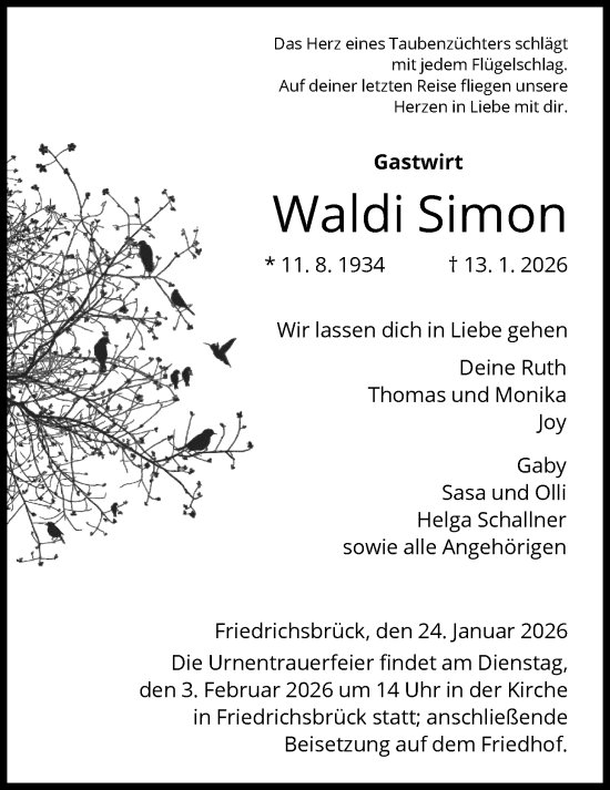 Traueranzeige von Waldi Simon von HNA