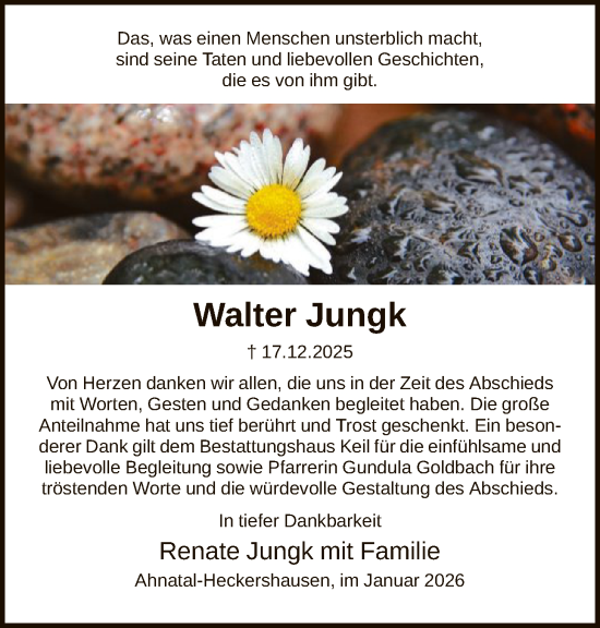Traueranzeige von Walter Jungk von HNAHNA