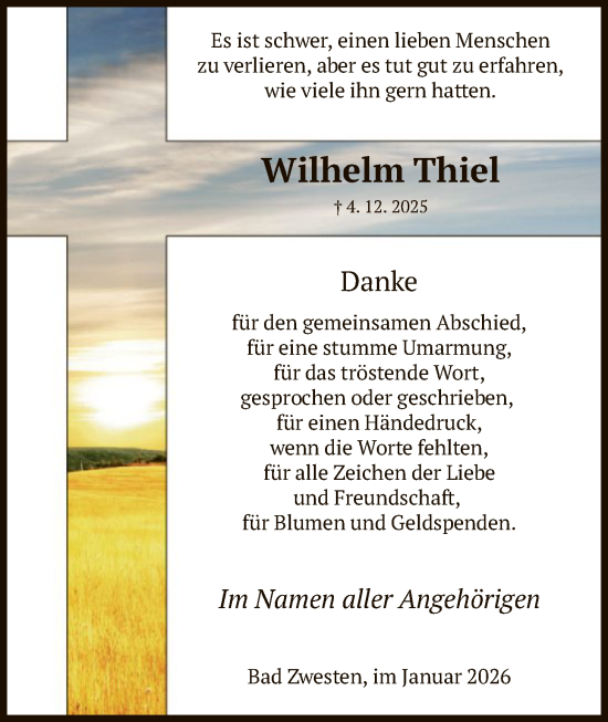 Traueranzeige von Wilhelm Thiel von HNA