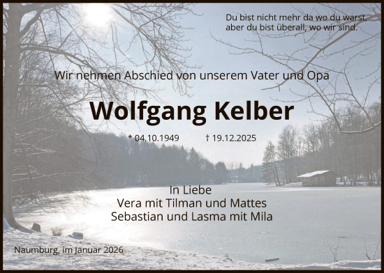 Traueranzeige von Wolfgang Kelber von HNA