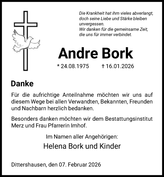 Traueranzeige von Andre Bork von HNA