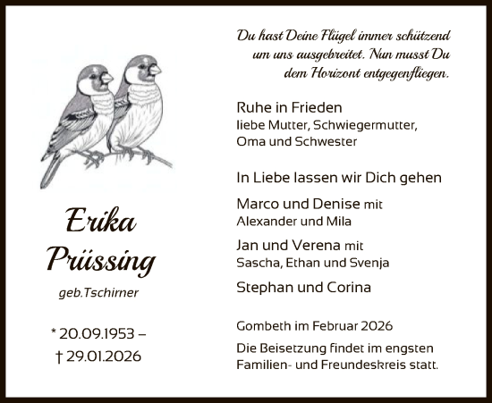 Traueranzeige von Erika Prüssing von HNA