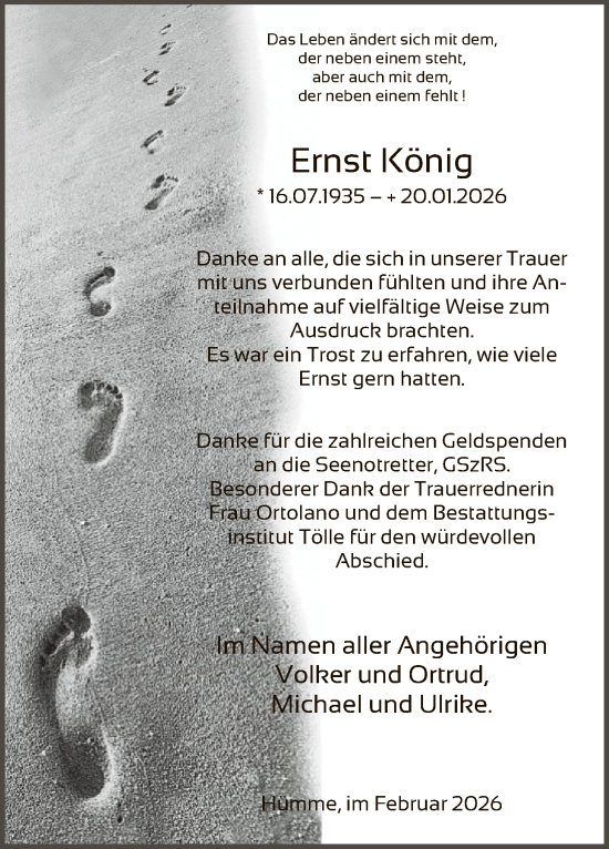 Traueranzeige von Ernst König von HNAHNHNA