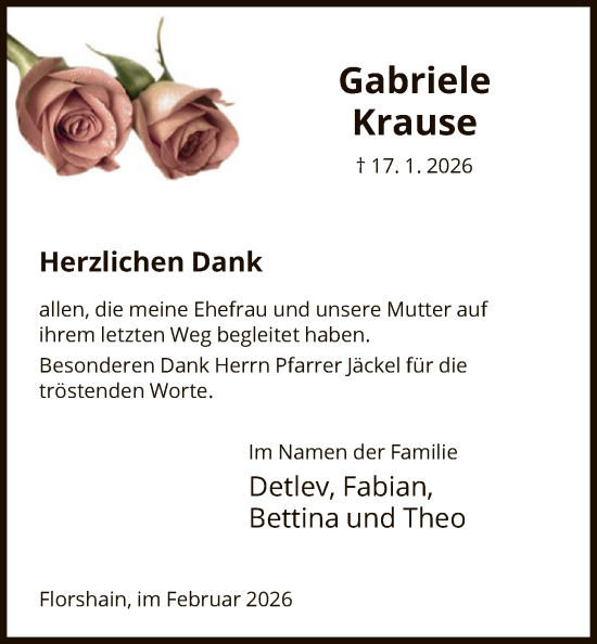 Traueranzeige von Gabriele Krause von HNA