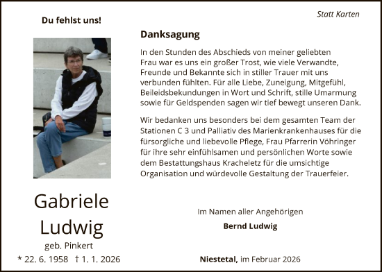 Traueranzeige von Gabriele Ludwig von HNA