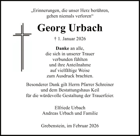 Traueranzeige von Georg Urbach von HNA