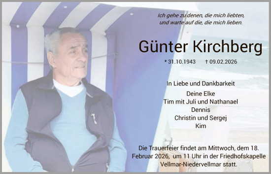 Traueranzeige von Günter Kirchberg von HNA
