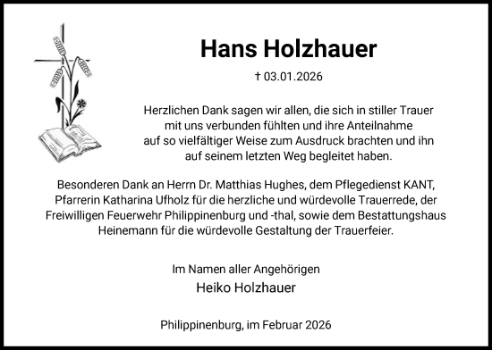 Traueranzeige von Hans Holzhauer von HNA