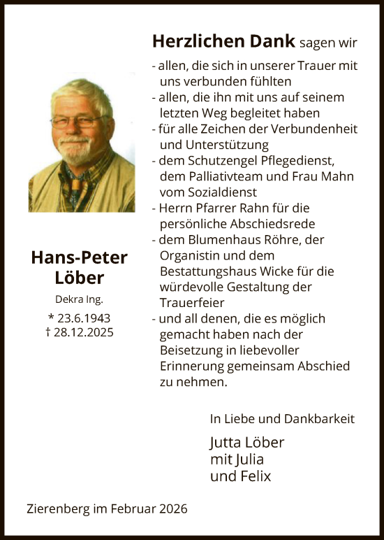 Traueranzeige von Hans-Peter Löber von HNA