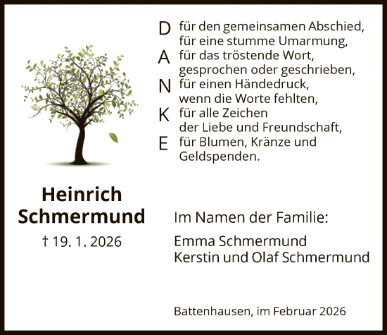 Traueranzeige von Heinrich Schmermund von HNA
