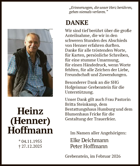 Traueranzeige von Heinz Hoffmann von HNHNA