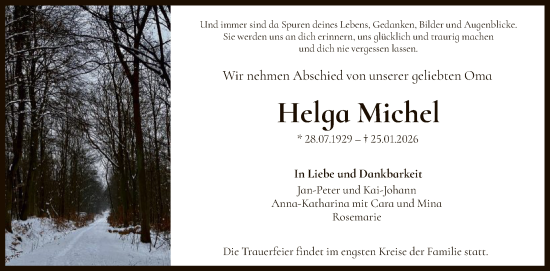 Traueranzeige von Helga Michel von HNA