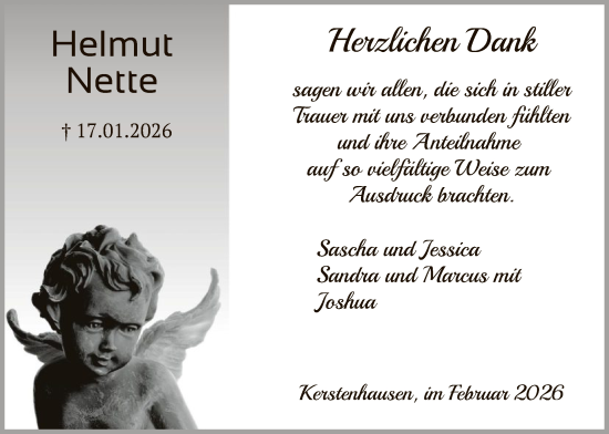 Traueranzeige von Helmut Nette von HNA