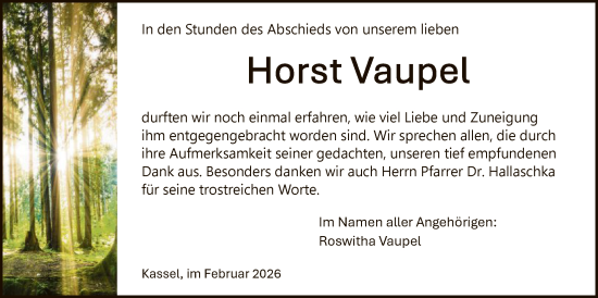 Traueranzeige von Horst Vaupel von HNA