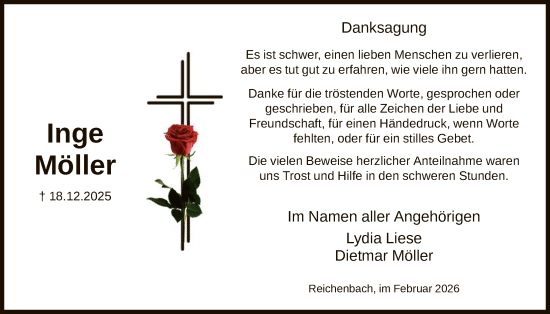 Traueranzeige von Inge Möller von HNAHNA