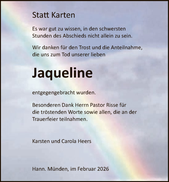 Traueranzeige von Jaqueline Garre von HNA