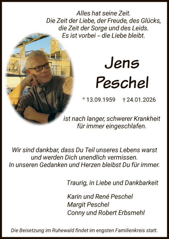 Traueranzeige von Jens Peschel von HNA