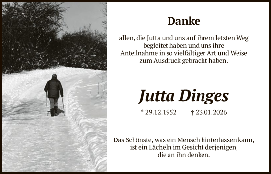 Traueranzeige von Jutta Dinges von HNA