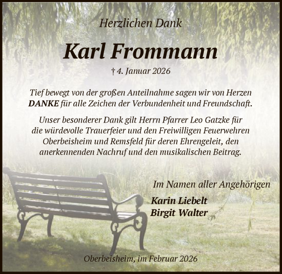 Traueranzeige von Karl Frommann von HNA