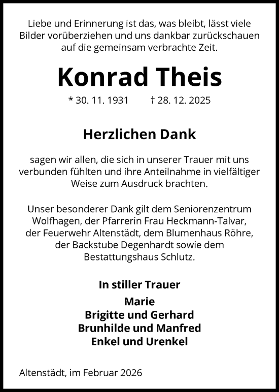Traueranzeige von Konrad Theis von HNA