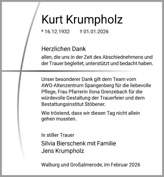 Traueranzeige von Kurt Krumpholz von HNA