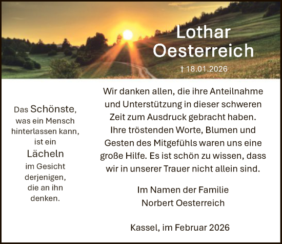 Traueranzeige von Lothar Oesterreich von HNA