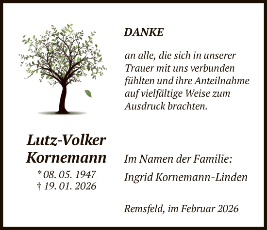 Traueranzeige von Lutz-Volker Kornemann von HNA