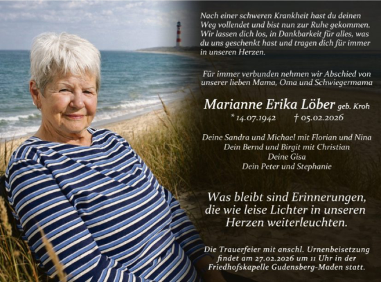 Traueranzeige von Marianne Erika Löber von HNAWRS