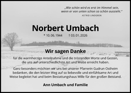 Traueranzeige von Norbert Umbach von HNAHNA
