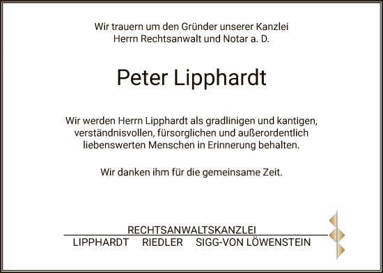 Traueranzeige von Peter Lipphardt von HNA