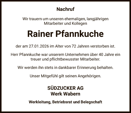 Traueranzeige von Rainer Pfannkuche von HNA