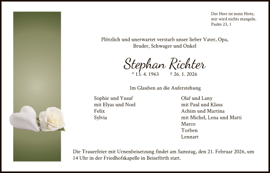 Traueranzeige von Stephan Richter von HNA