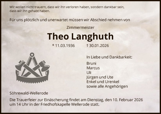 Traueranzeige von Theo Langhuth von HNA