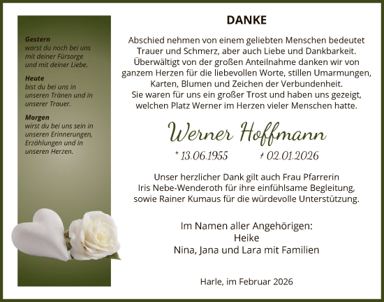 Traueranzeige von Werner Hoffmann von HNA